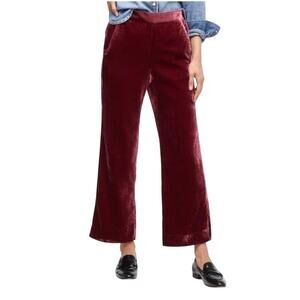 J CREW Peyton Burgundy Crushed Velvet Wide Leg Pull On Pants 12 Whimsygoth Prep